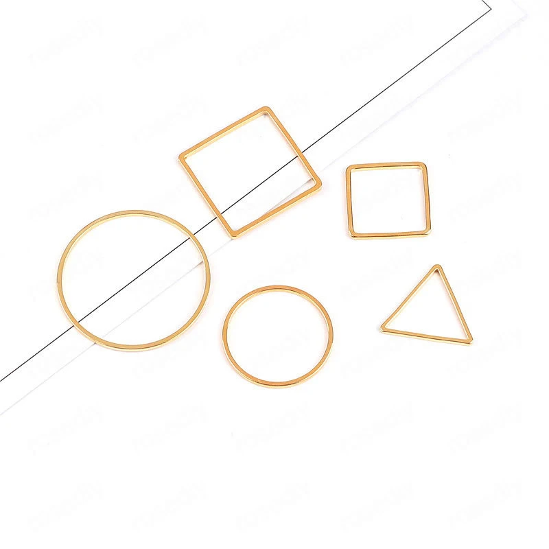 20PCS 1.5CM 2CM 2.8CM 24K Gold Color Brass Round Square Triangle Shape Closed Rings Connect Jewelry Earrings Accessories | Украшения и