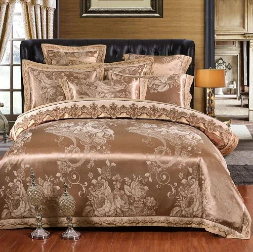 09 Роскошные жаккардовые комплекты постельного белья белого и серебристого цвета, 4/6 шт., Комплект постельного белья из хлопка с кружевом, пододеяльник, наволочка - Цвет: 09