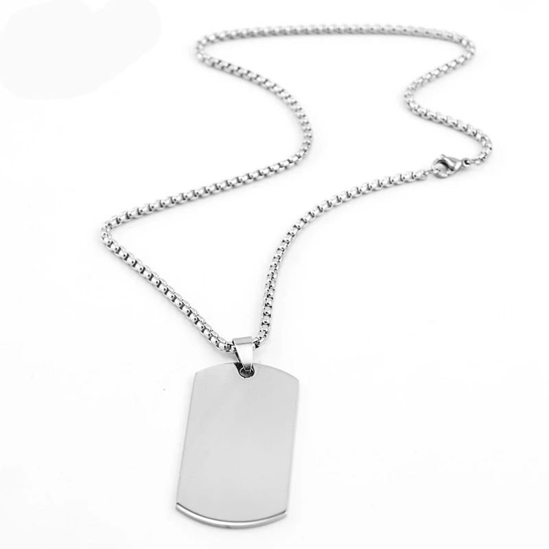 Нержавеющая Сталь Dogtag кулон ожерелье для мужчин пустой армии Ketting солдат Военная пластина воротник зеркальная полировка