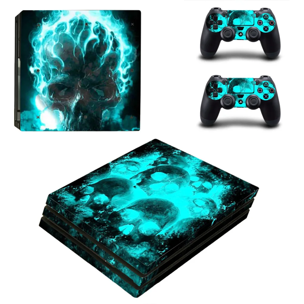 Небесно-синий череп для PS4 Pro кожи Стикеры для sony Playstation 4 Pro консоли и 2 шт. контроллера