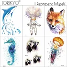 IORIKYO Лиса Дети Мультфильм Временные татуировки наклейки Женщины Дельфин дети вспышка Татуировка енот мультфильм водонепроницаемые татуировки на руку