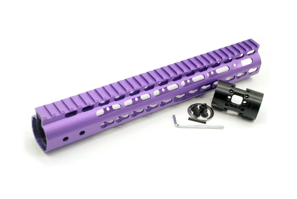 

TriRock 12'' inch Purple Anodized Keymod Handguard Rail Free Float Picatinny Mount System Aluminum/Steel Barrel Nut