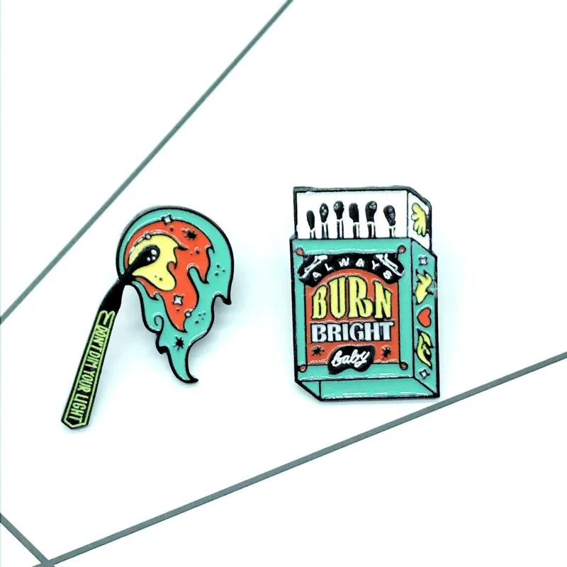 Креативная брошь Matchbox для женщин и мужчин цвет красный зеленый индивидуальная