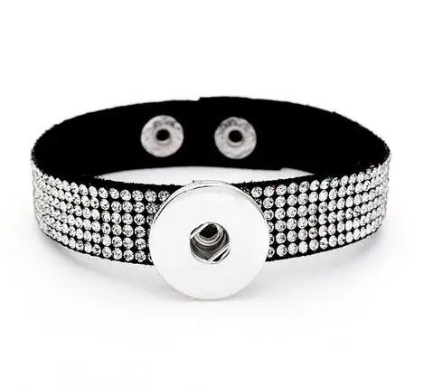 Женский Многослойный кожаный браслет стразы 8 цветов 18 мм|button bracelet|snap button