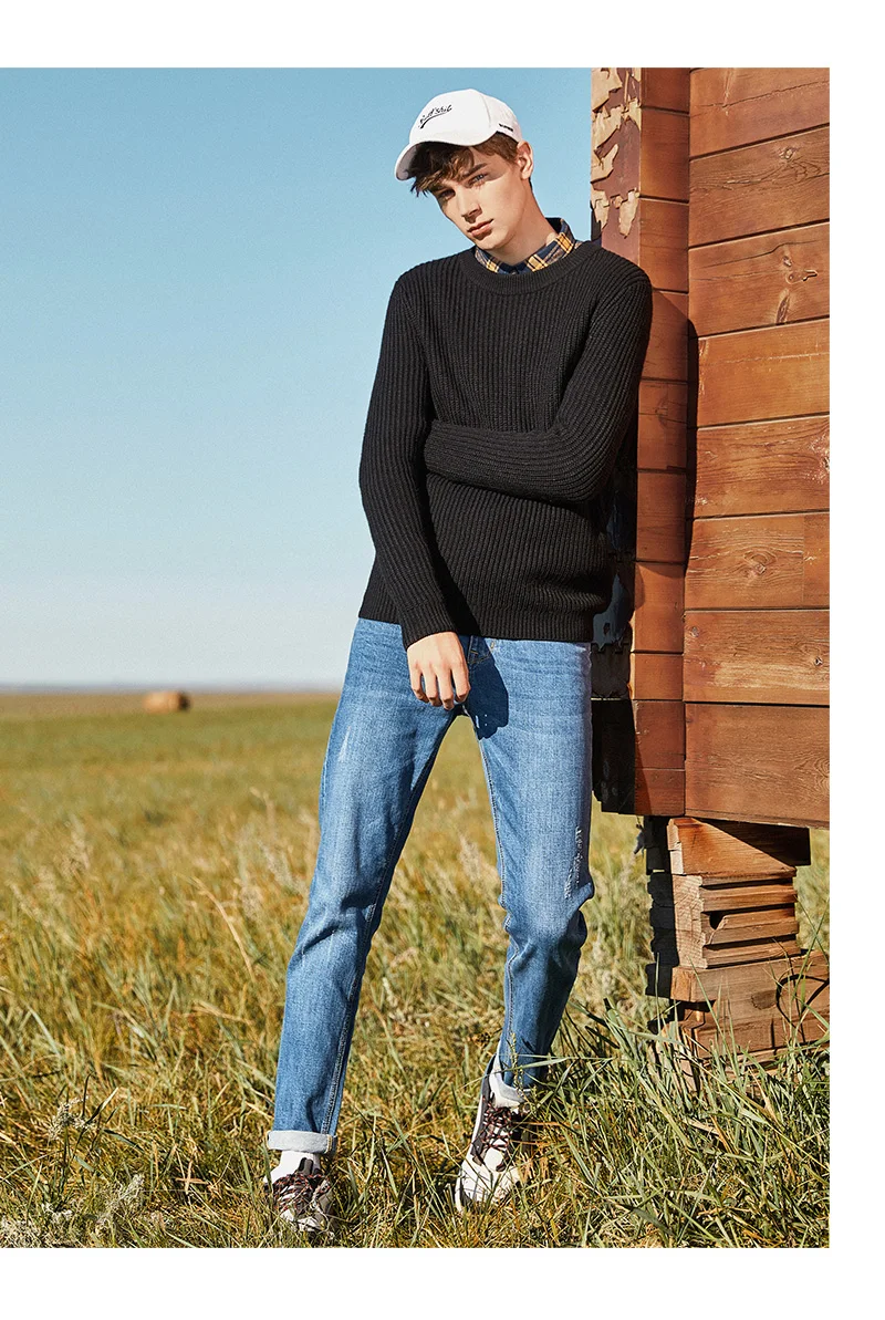 SEMIR осенне-зимний модный мужской свитер теплый толстый облегающий Мужской пуловер трендовый вязаный жаккардовый мужской свитер 10 цветов