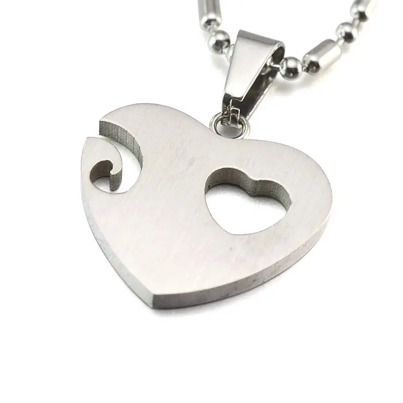 Двухцветная Мужская и женская подвеска в виде сердца с цепочкой для колбасы 60