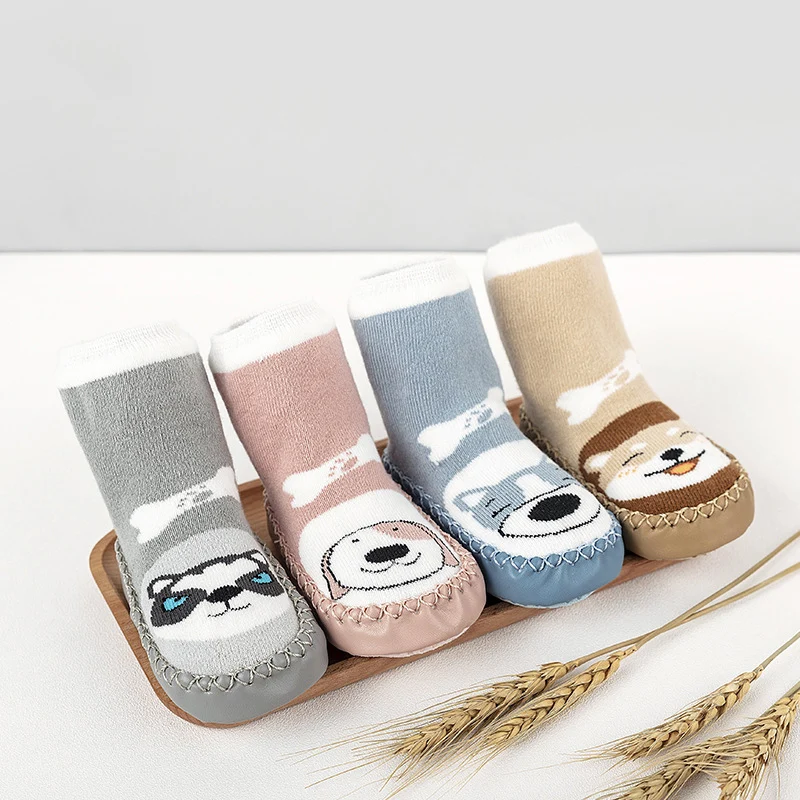Baby Socks Autumn And Winter Wool Ring Thickening Newborn Shoes Sokken Slippery Soft Bottom Children Floor Skarpetki | Детская одежда и