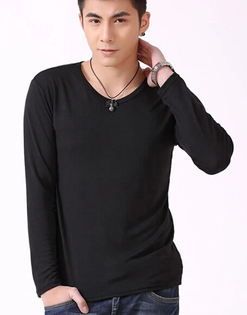 Футболка с длинным рукавом для мужчин облегающая футболка Черная серая мужская