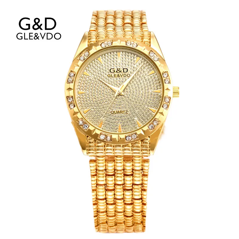 

2017 G&D GLE&VDO Womens Watches Gold Luxury Ladies Bracelet Watch Fashion Quartz Wristwatches relogio feminino Stainless Steel