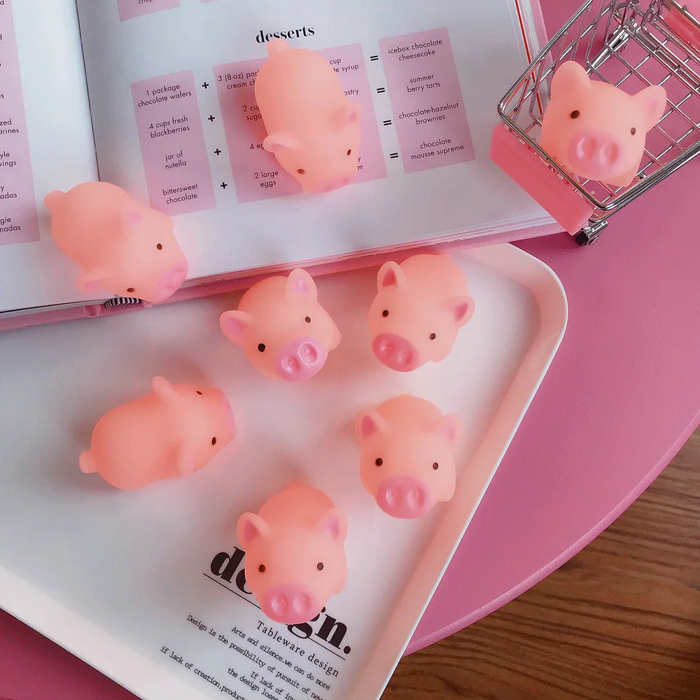 1 шт. Забавный мультфильм Сжимаемый розовый поросенок Mochi TPR Squeeze ремни DIY Декор