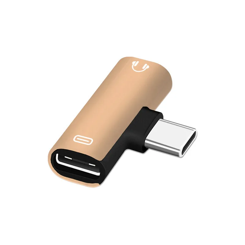 Золотой Двойной 2 в 1 usb type C до 3,5 мм разъем для зарядки наушников конвертер тип-c Аудио Телефон адаптер для наушников разветвитель для Xiaomi huawei - Цвет: Золотой