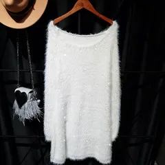 Cakucool блестками вязаное платье Для женщин с длинным рукавом Осень Vestidos украсить Повседневное прямой v-образный вырез Бисер короткий вязаный тянуть платья - Цвет: white thick