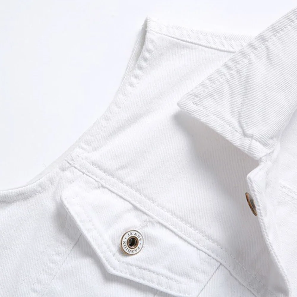 Простой тренд однотонный приталенный мужской джинсовый жилет винтажные белые