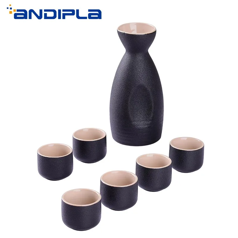 7 шт./партия японский стиль черный дзен грубая керамика винный набор керамические