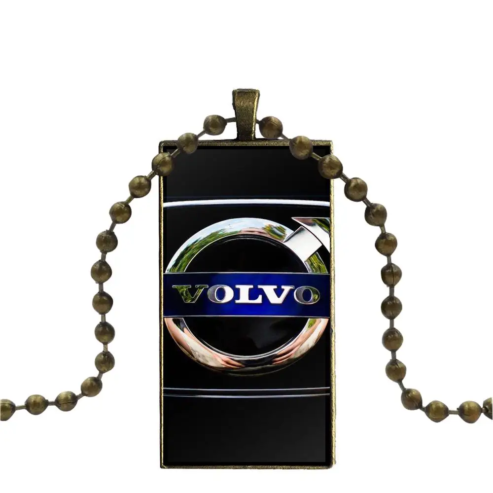 For Women Kids Gift Fashion Glass Cabochon Pendant Rectangle Necklace Choker Jewelry Hot Volvo Car Auto Grill | Украшения и