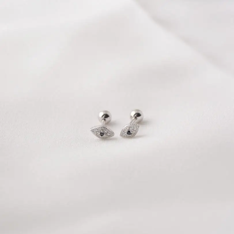 Женские серьги гвоздики из стерлингового серебра 925 пробы с голубым цирконием и