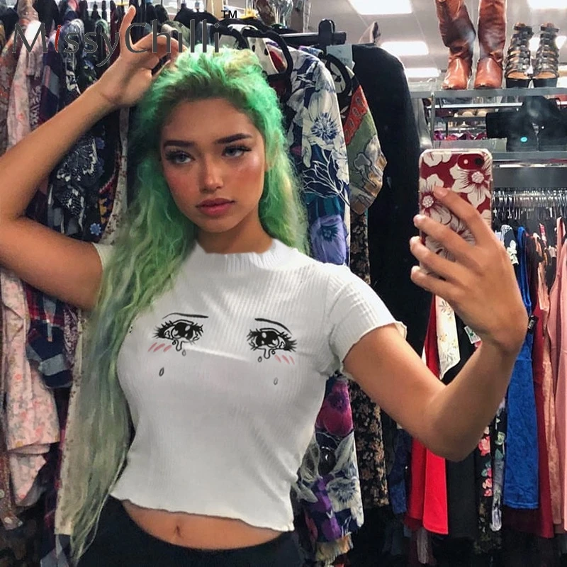 MissyChilli короткая белая сексуальная трикотажная футболка женская летняя уличная