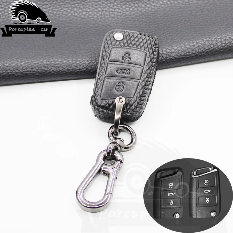 Новинка чехол для ключей из натуральной кожи VW Polo Golf 7 Tiguan Skoda Octavia Kodiaq Ateca Karoq SEAT Leon