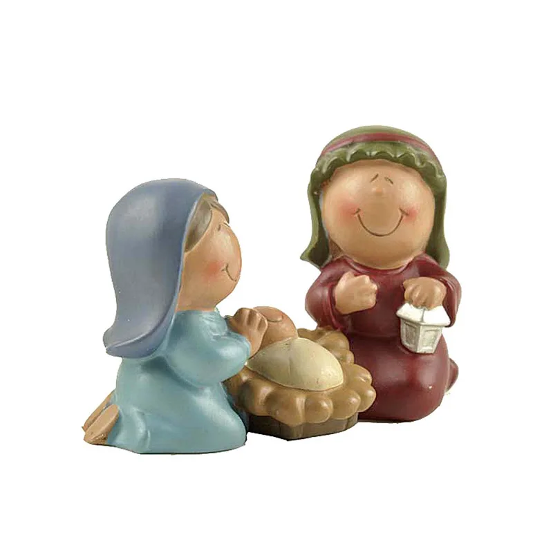 Polyresin семья Иисуса Baby Born Рождества набор статуя Мэри миниатюры Fugurines православный ковчег Covenant Marie Joseph церкви
