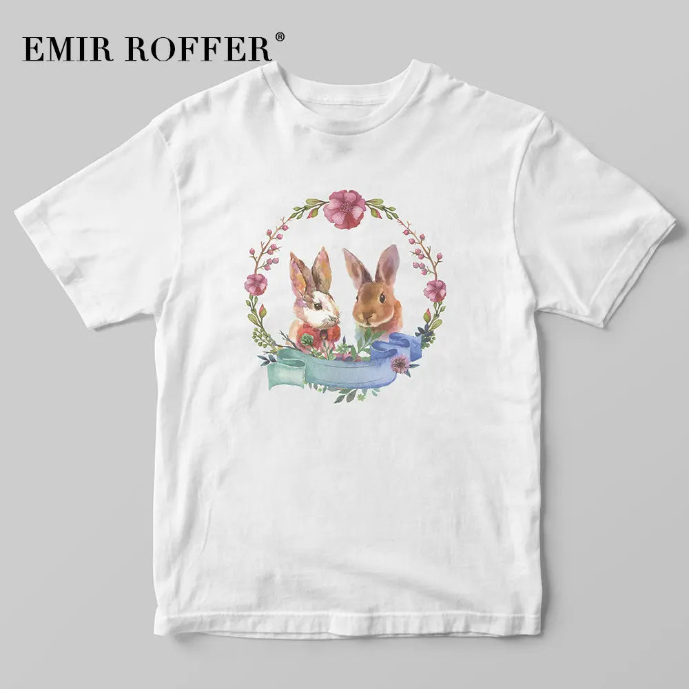 EMIR ROFFER милая Футболка с принтом кролика женская мода Harajuku Kawaii рубашка женские