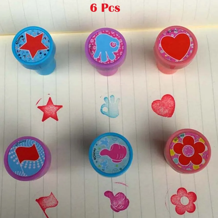 6 Pcs Encourage Детский штамп Микки принцесса мультфильм Stamper детей на заказ пластиковая резиновая Самостоятельная Заправка чернилами игрушечные печати - Цвет: 6 Pcs Encourage