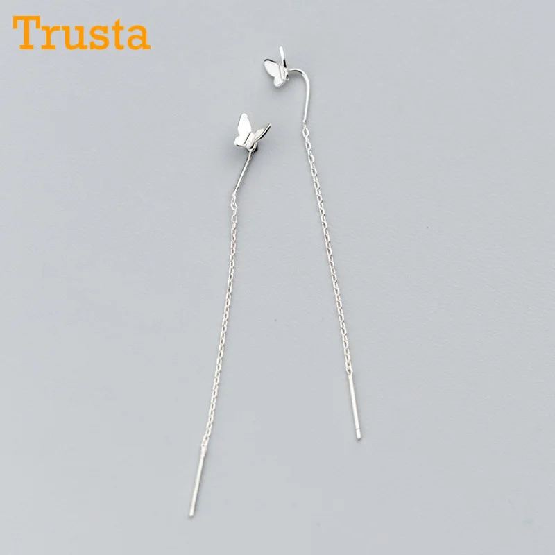 Trusta, 925 пробы, серебряные серьги, ювелирное изделие, в виде капли, одноцветные, с бусинами, с ушной линией, в Крутом стиле, для девочек-подростков, для женщин, DS1277