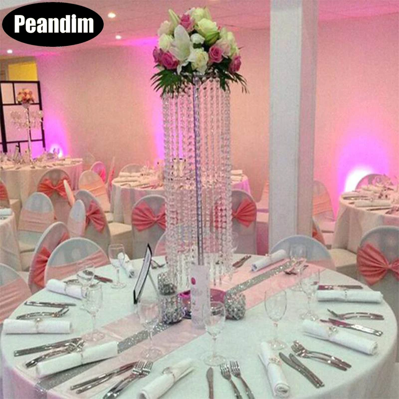 PEANDIM 120 см высокий акриловый кристалл свадебный стол центральные вечерние дорожные свинцовые помолвки юбилей цветок подставки Декор 6 шт