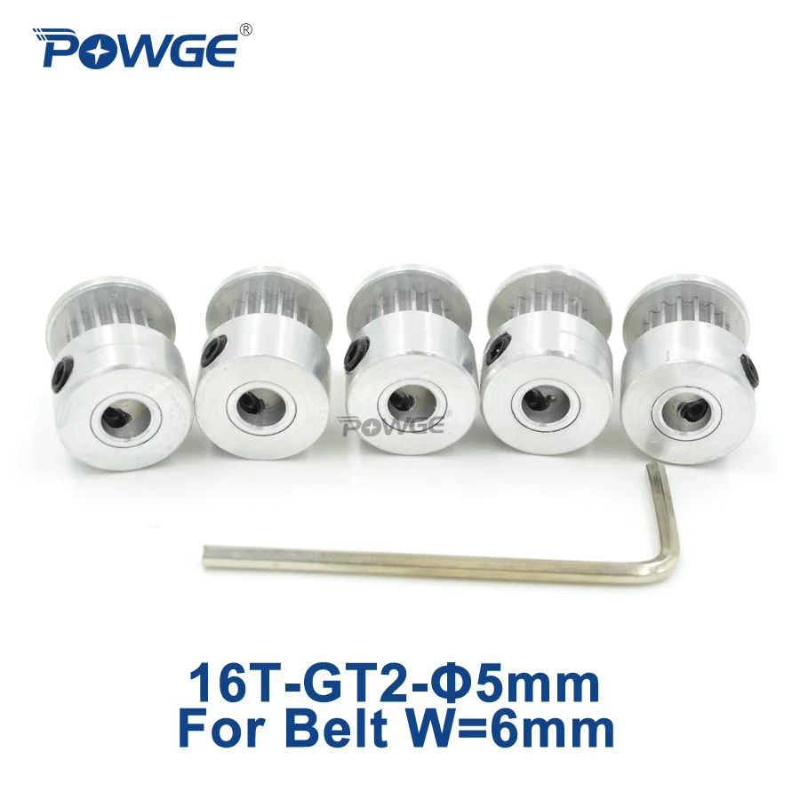 POWGE 5 шт. 16 зубцов 2GT 2 м 2MGT синхронный шкив отверстия мм для резины GT2 ширина