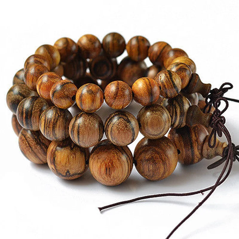 MOROW Fashion Handmade Women Mens Natural Agar-wood Sandalwood Round Buddha Beads Charm Bracelet Jewelry 1.2 to 2.0cm for Gift | Украшения
