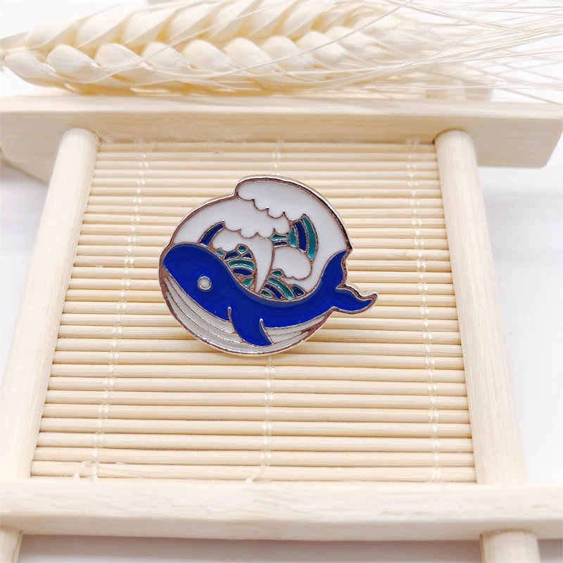 Креативный мультфильм животное Рыба Кит Морская вода спрей эмалированная брошь