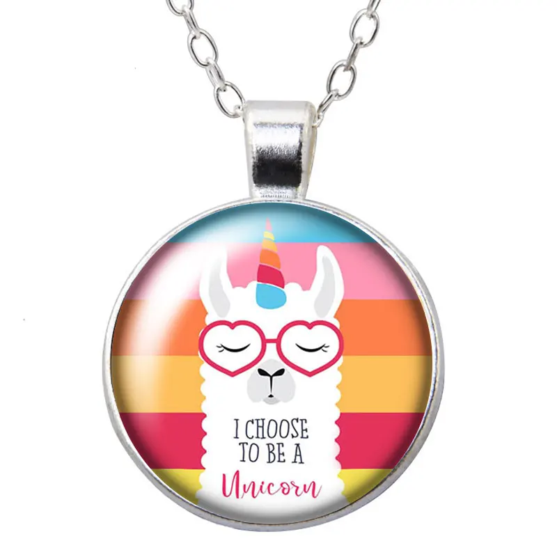 Beauty no prob llama Alpaca Silver color/Bronze Pendant Necklace 25mm Glass Cabochon Woman Girls Jewelry Birthday Gift 50cm | Украшения и
