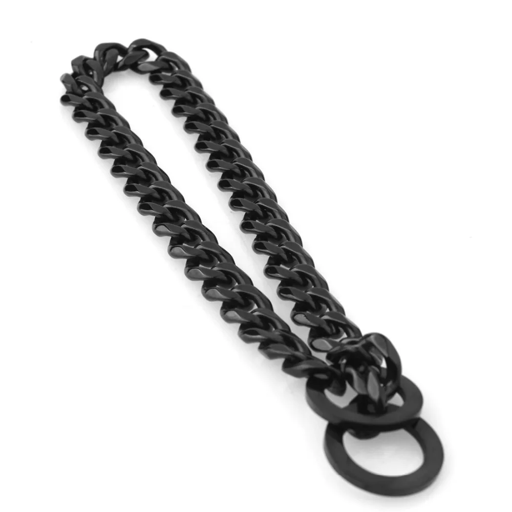 

10/12/15/17/19MM Classic Customize Length Black Tone Cut Curb Cuban Link 316L Stainless Steel Dogs Chain Collar Necklace Choker