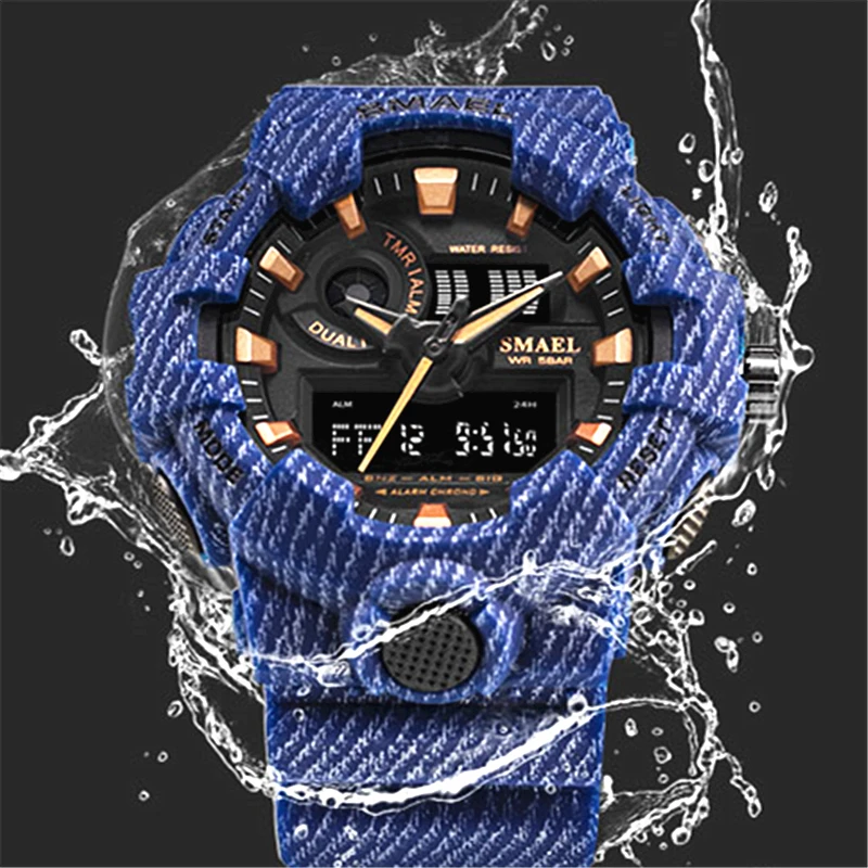 Часы наручные SMAEL мужские светодиодные спортивные аналоговые цифровые Модные