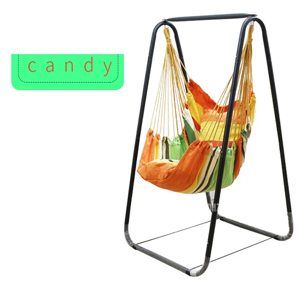 Candy Модный гамак, домашний балкон закрытый сад, спальня, подвесной стул для детей, взрослых, качающийся, один безопасный стул с кронштейном 150 см - Цвет: Candy