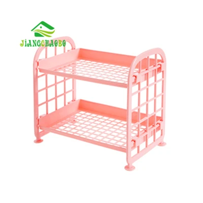 Pink JiangChaoBo многоярусная напольная стойка для хранения для ванной комнаты, кухни, пластиковая отделочная стойка, полка для мытья ванной комнаты, полки - Цвет: Pink