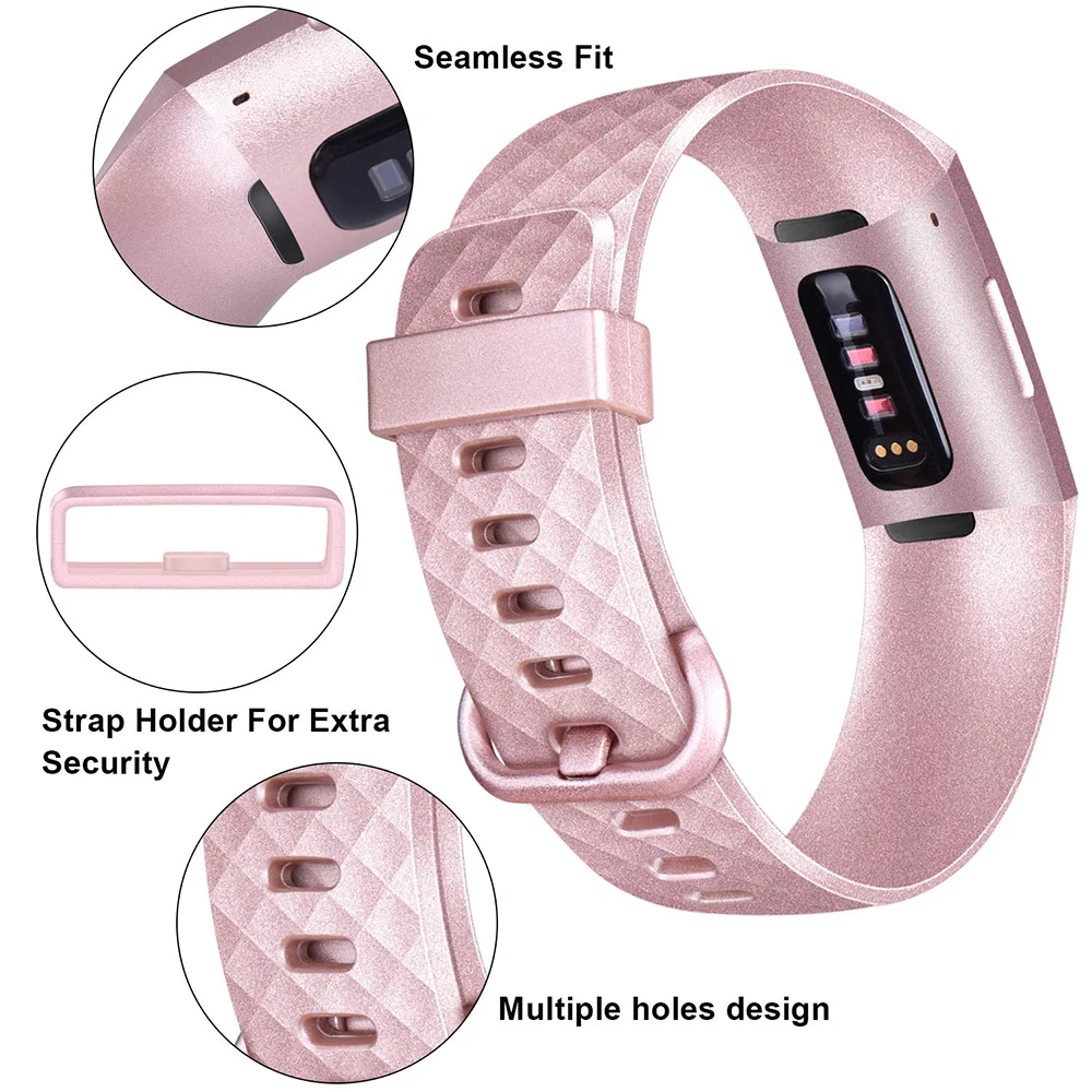 Baaletc Soft Silicone Replacement Band For Fitbit Charge 3 Rose Gold Wristband Strap with Metal Buckle | Электроника