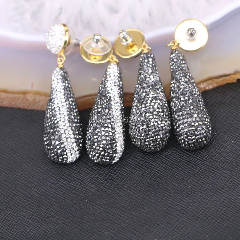 Серьги-Подвески ручной работы с золотистыми кристаллами 5 пар | Украшения и