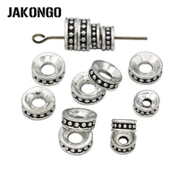 jakongo 40pcs antique silver plated round spacer beads for jewelry making bracelet loose beads diy handmade accessories