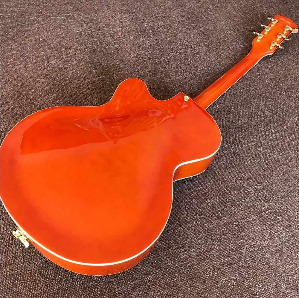 China Custom Jazz orange color F hollow body electric guitar,custom gitaar, guitarra,vibrato system