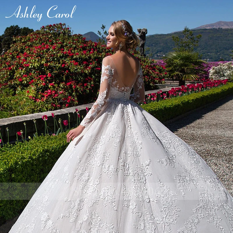 Ashley Carol сексуальное, с лифом сердечком, с открытой спиной с длинным рукавом свадебное платье дворец старинное свадебное платье Часовня Поезд Принцесса Свадебные платья