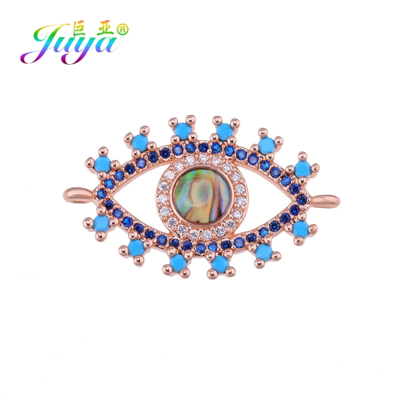 Rose Gold Juya DIY Красочные Кристаллы Классические Ювелирные компоненты греческий сглаза талисманы Разъем аксессуары для женщин мужчин Изготовление ювелирных изделий - Цвет: Rose Gold