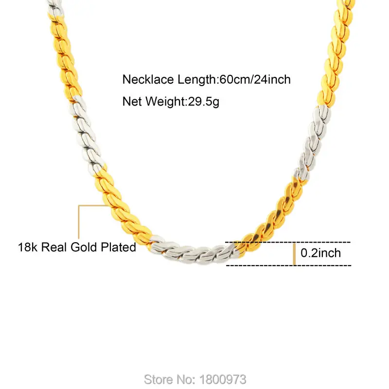 Двухцветная кубинская цепь sanke 5 мм с вакуумным покрытием плоская цепочка