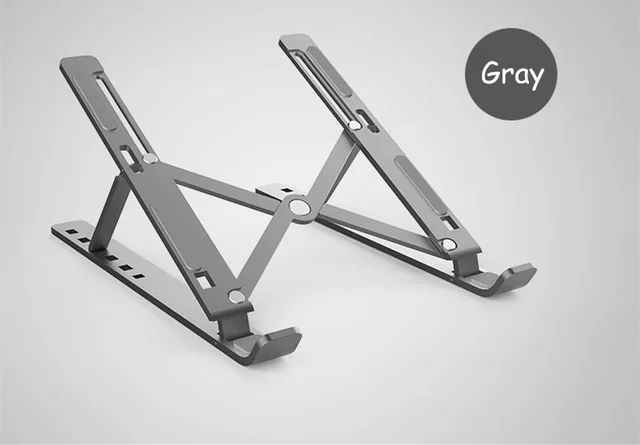 Gray Портативная подставка для ноутбука, 6 высоты, Регулируемый Алюминиевый Настольный вентилируемый охлаждающий держатель, складной Ультра для MacBook до 15,6 дюймов - Цвет: Gray