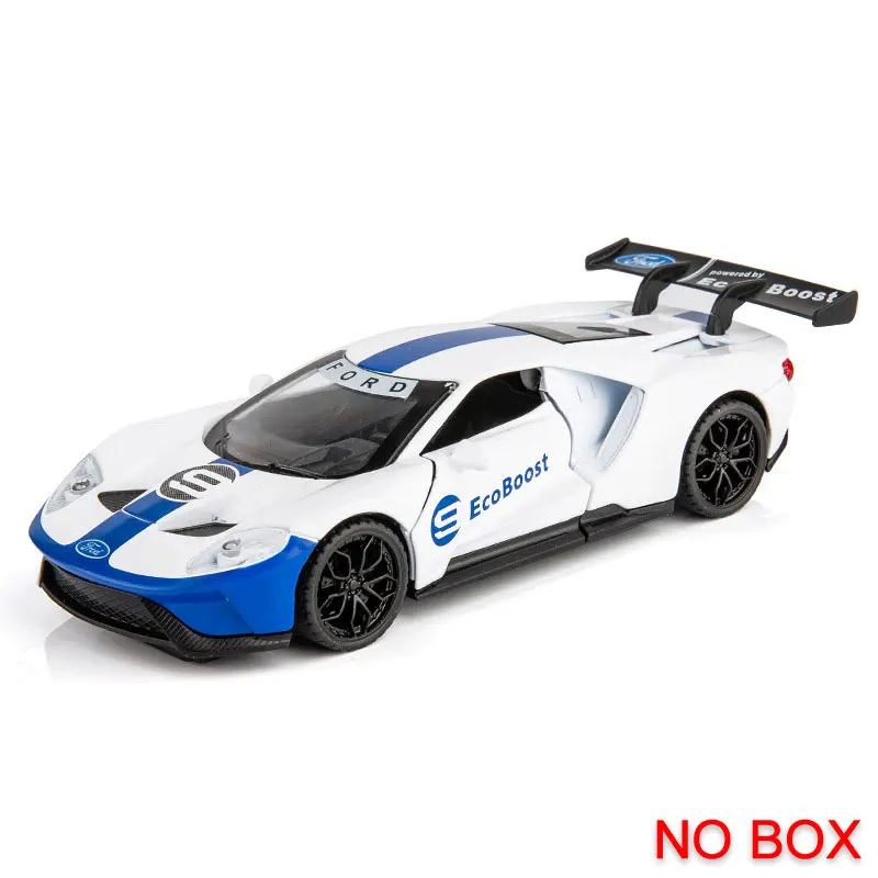 1:32 модель автомобиля Ford GT легкосплавная модель автомобиля открытая дверь со звуковым моделированием звук и светильник оттягивающий назад автомобиль спортивный автомобиль украшения подарок - Цвет: White(No Box)