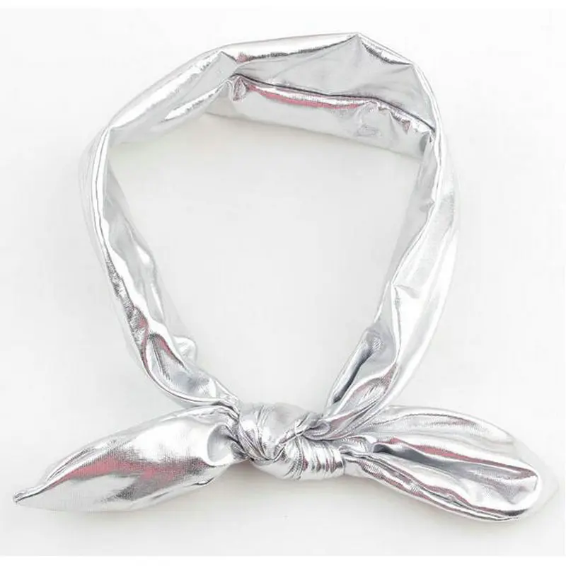 7 colors New Fashion Lovely Girls Stretch PU Ear Turban Knot Hairband Rabbit Bow Headband Hair Band Headwrap Kids Accessories D3 |