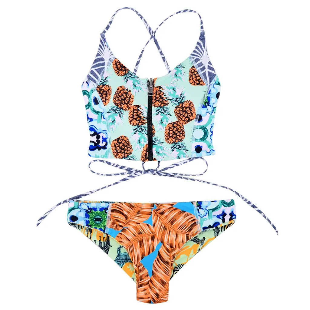 Женский раздельный купальник без косточек с высокой талией и накладкой