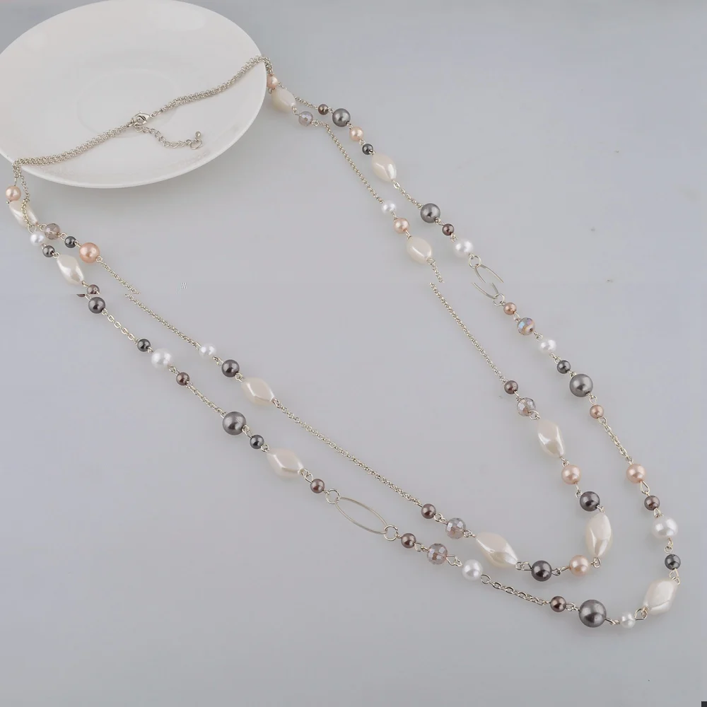 

LongWay Woman Accessories Necklaces & Pendants Gold Color Chain Natural Stone Beads Necklace Gift For Mothers Day SNE140254