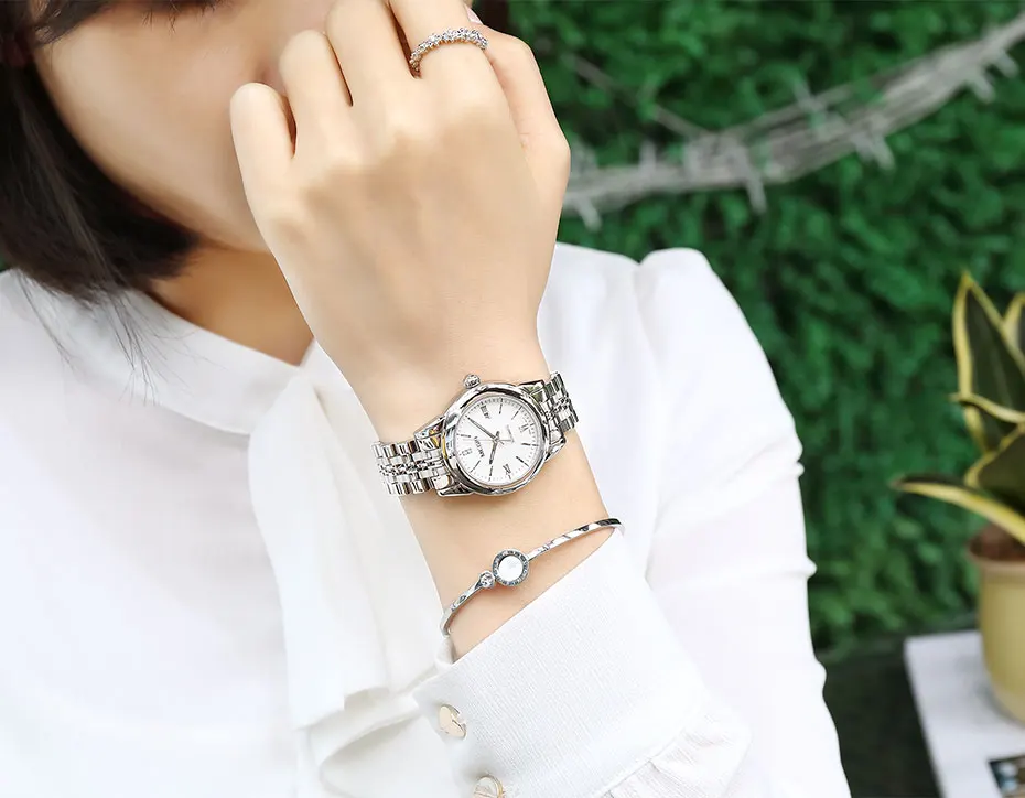 MEGIR женские часы женские механические наручные часы со скелетом модные повседневные из нержавеющей стали стильные женские подарочные RS62002LWhite-Rose