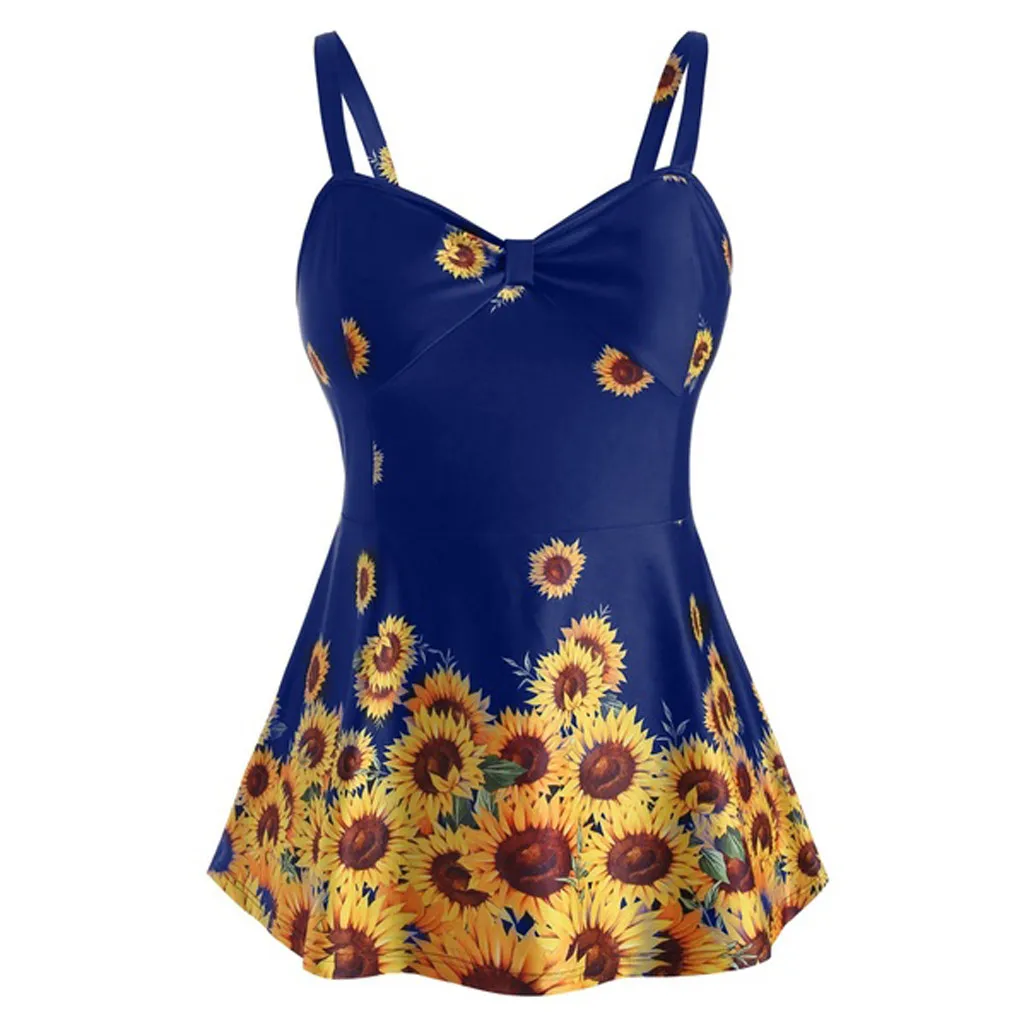 Женский купальник бикини большого размера с принтом подсолнуха для похудения