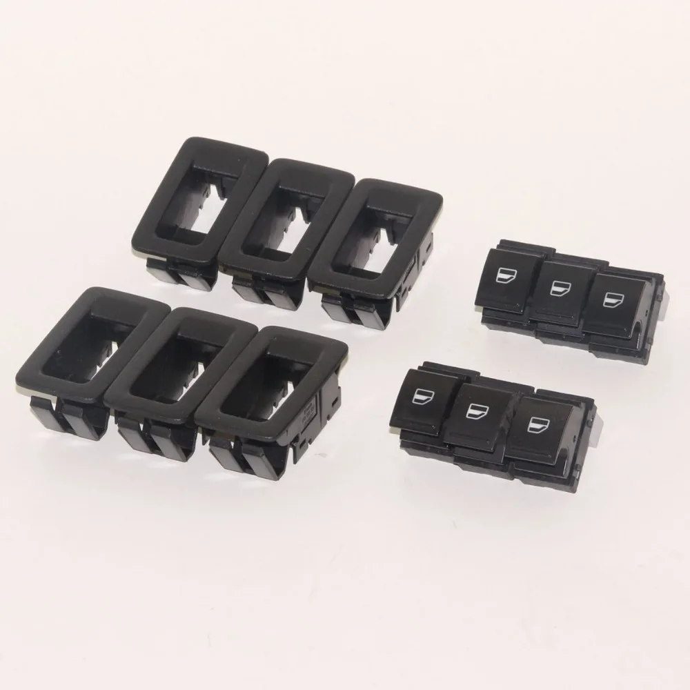 6pcs Passenger Side Chrome Window Control Switch Button + Decorative Frame Bracket For Passat CC Tiguan 1F0 959 527 7L6 855 | Автомобили и